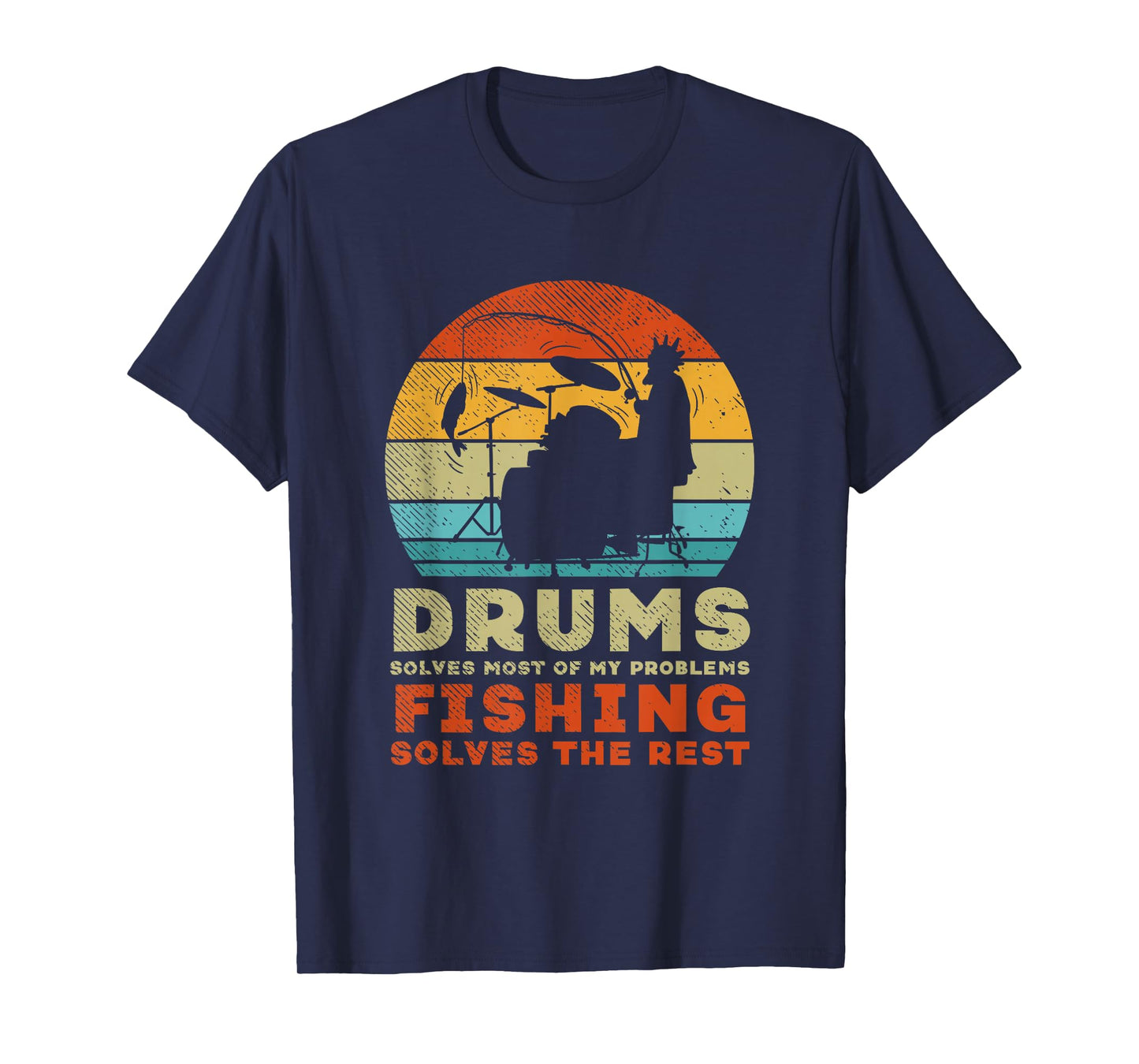 Fishing Drumming Fisherman Angler Drummer Percussion T-Shirt