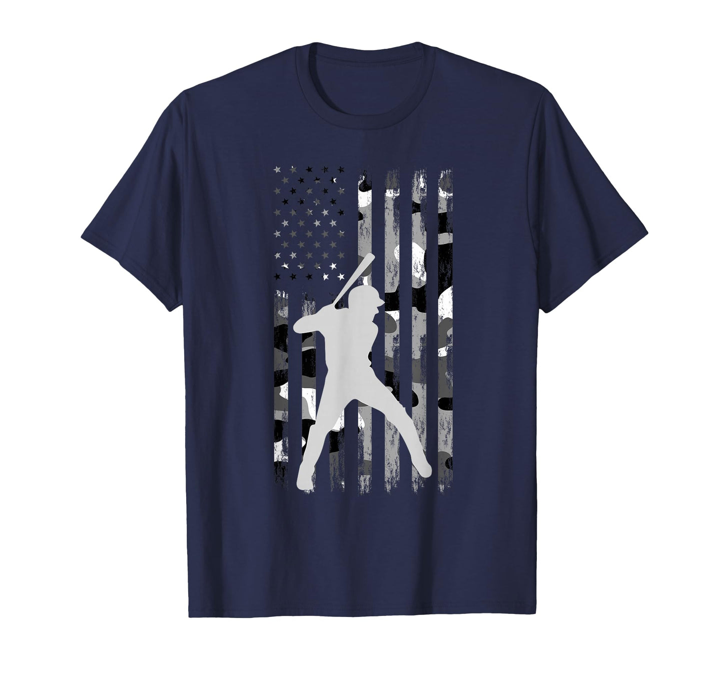 Baseball Player American Flag USA Camo Patriotic Graphic T-Shirt
