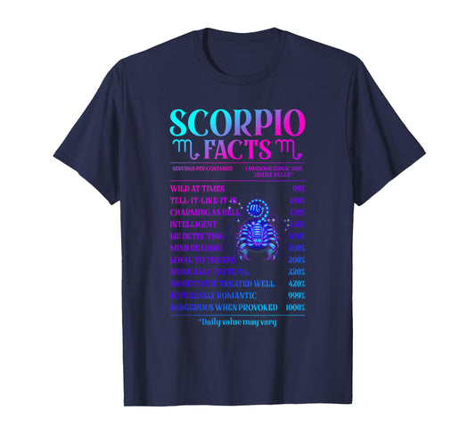 Funny Scorpio Facts Zodiac November Birthday Gift Men Women T-Shirt