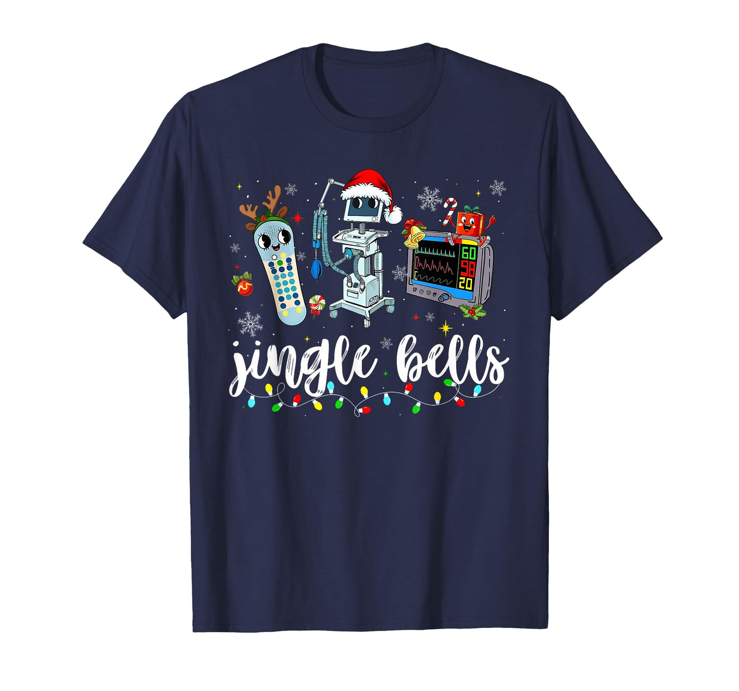 Christmas ER Nurse Jingle Bells Xmas Lights Holiday Pajamas T-Shirt