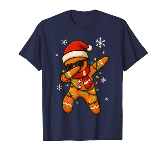 Dabbing Gingerbread Christmas Light Funny Xmas Dab Men Boys T-Shirt