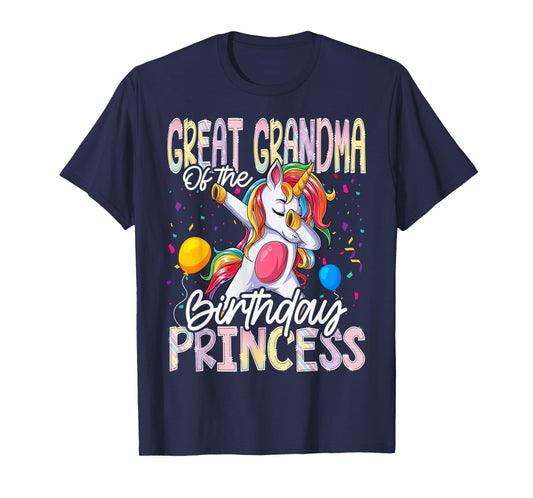 Great Grandma of The Birthday Princess Dabbing Unicorn T-Shirt