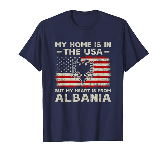 Albania Roots American USA Flag Patriotic Albanian T-Shirt