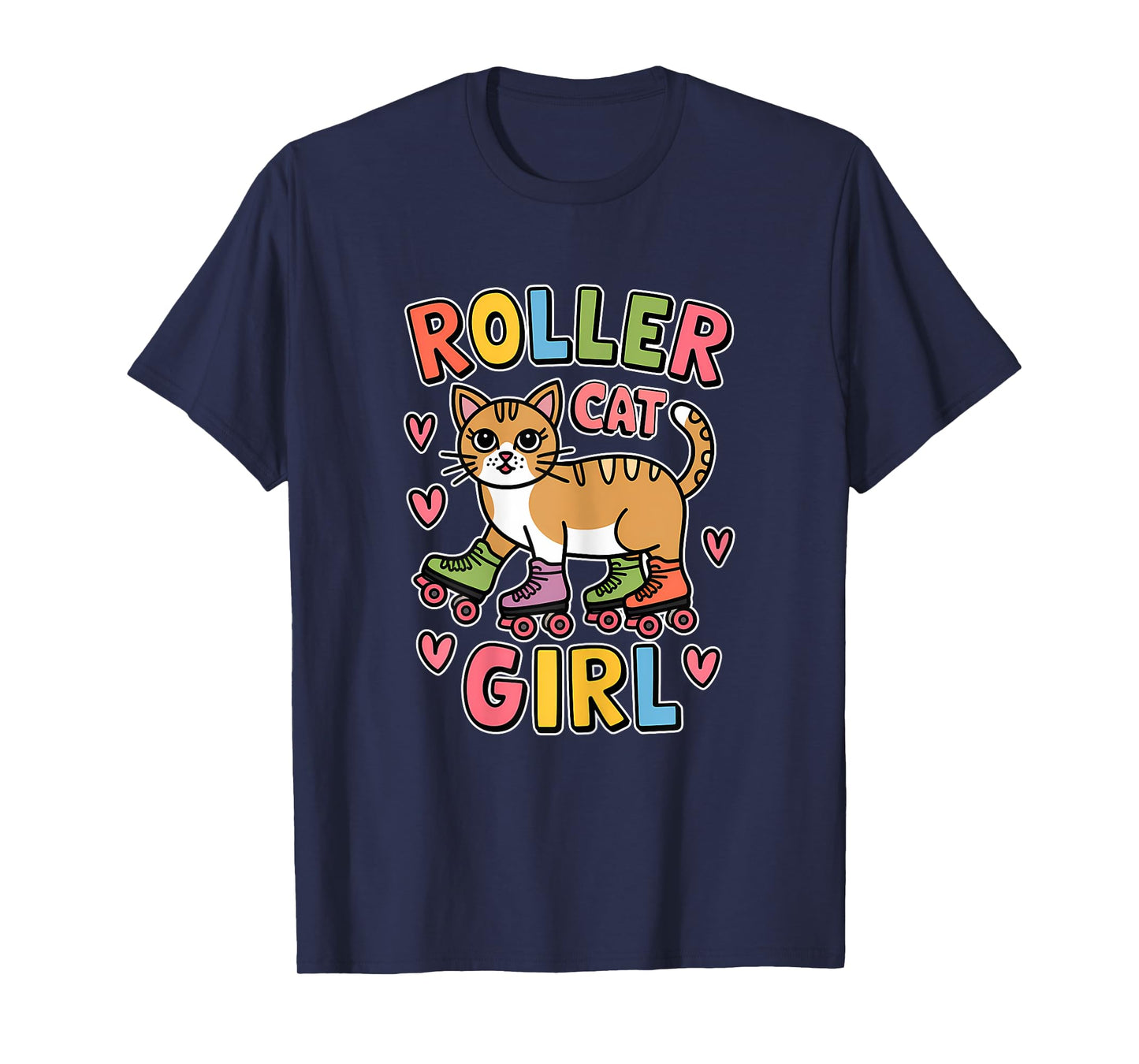 Roller Cat Girl Skating Cat Funny Roller Skating T-Shirt