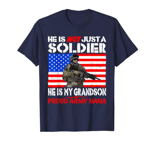 My Grandson My Soldier Hero Proud Army Nana Military Grandma T-Shirt