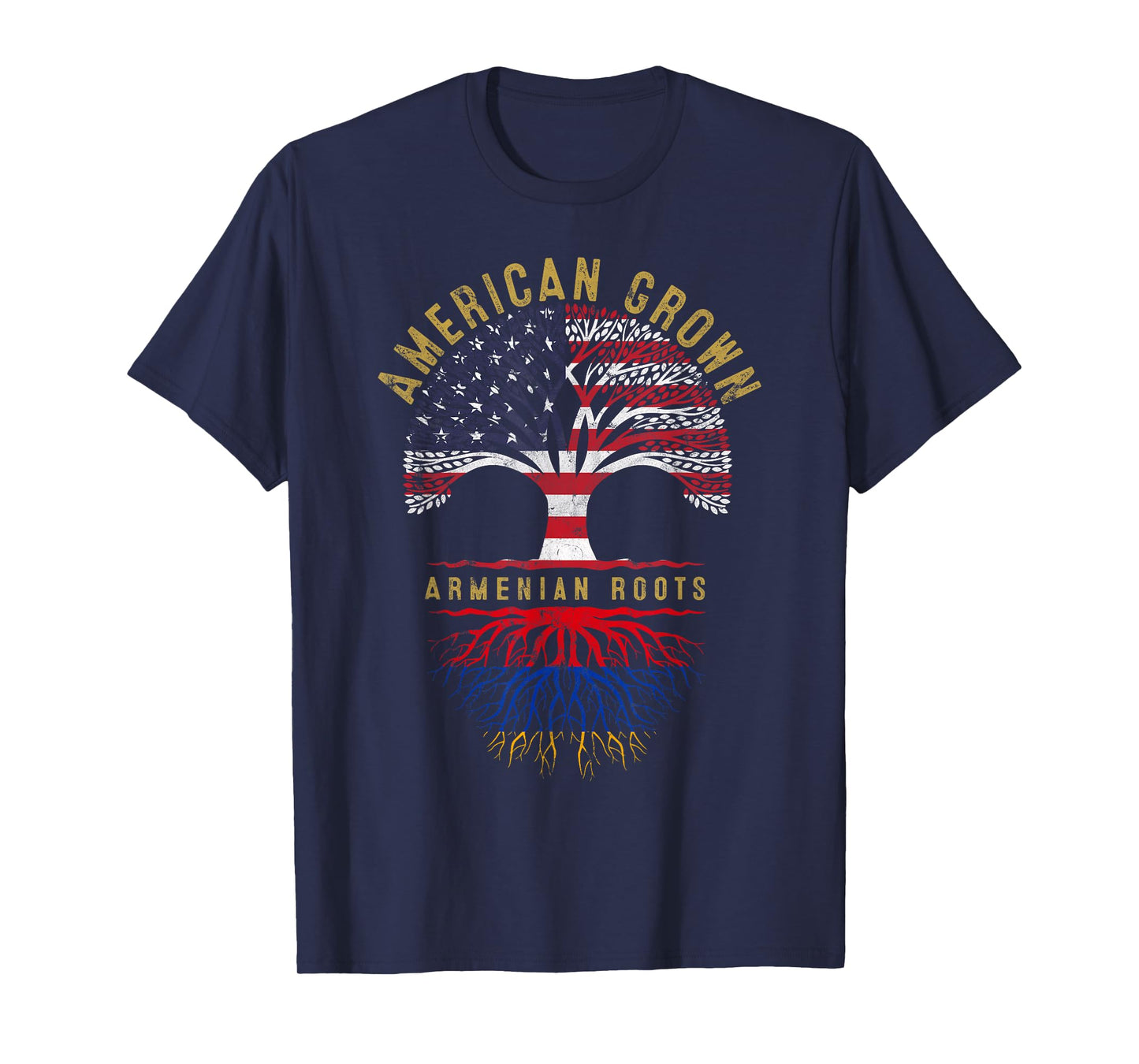 American Grown Armenian Roots Tree Flag Family Heritage T-Shirt
