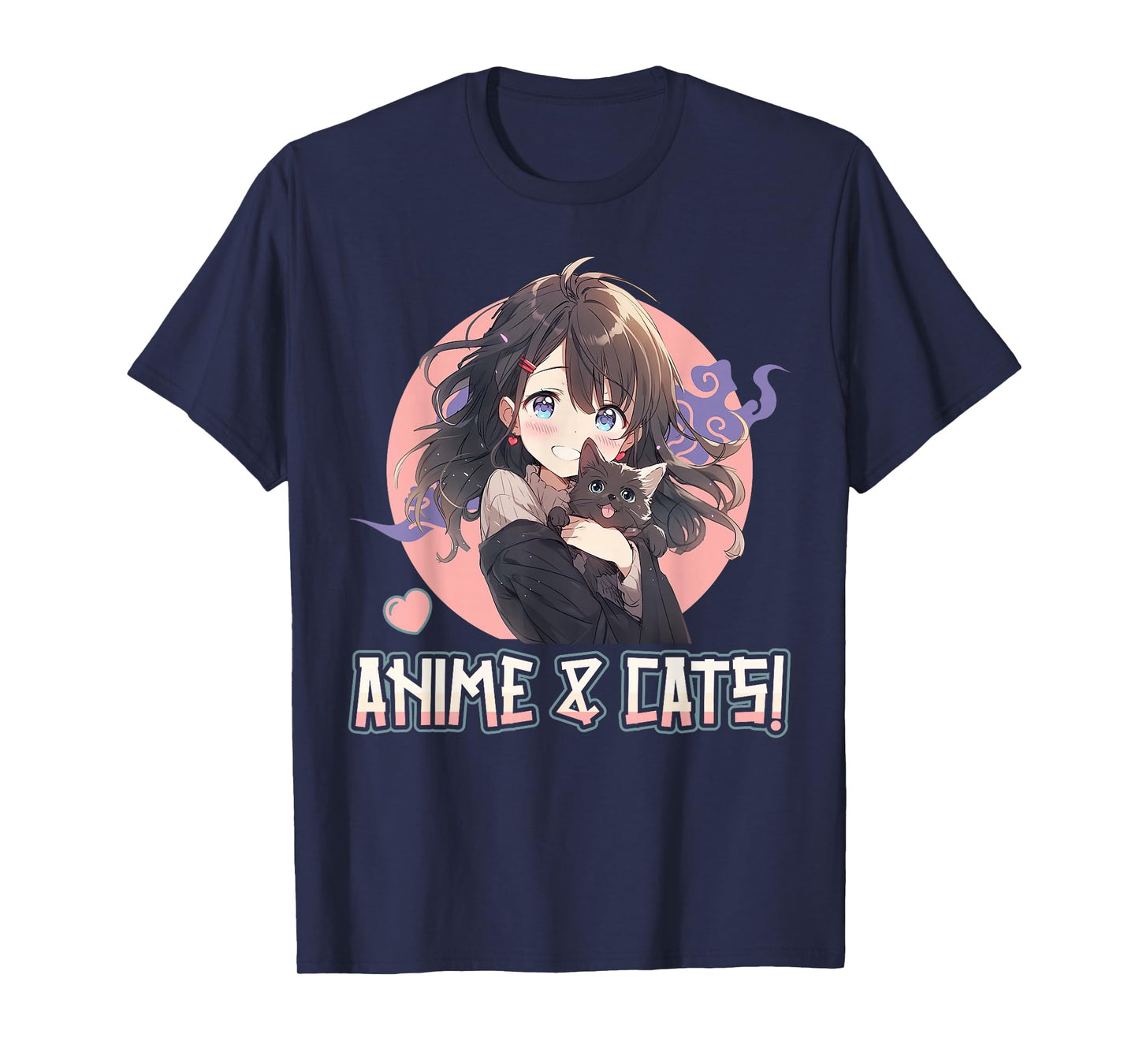 Anime and Cats Manga Girl with a Cat Anime Lover T-Shirt