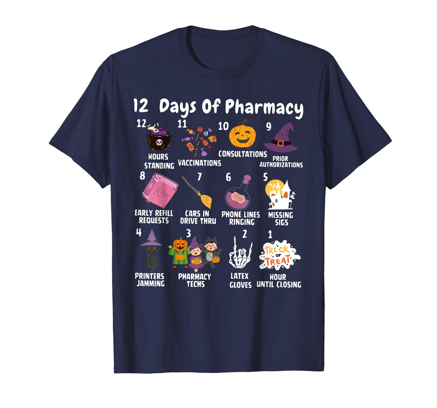 12 Days Of Pharmacy Halloween Pharmacists Tech Spooky Season T-Shirt