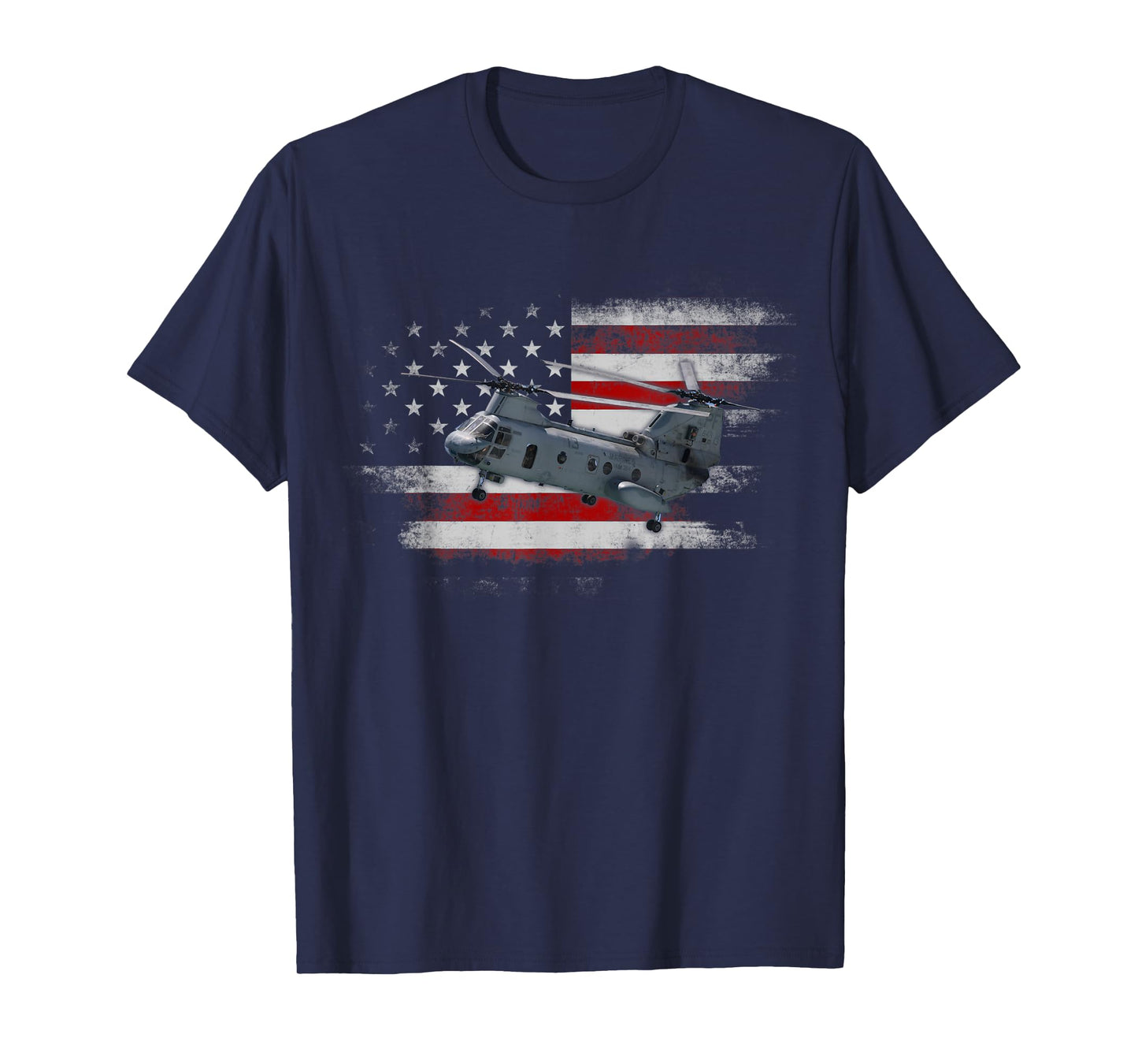 CH-47 Chinook Helicopter USA American Flag Helicopter Pilot T-Shirt