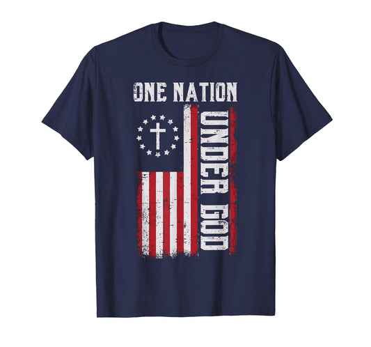 One Nation Under God Christian Patriotic 4th July Men Women T-Shirt