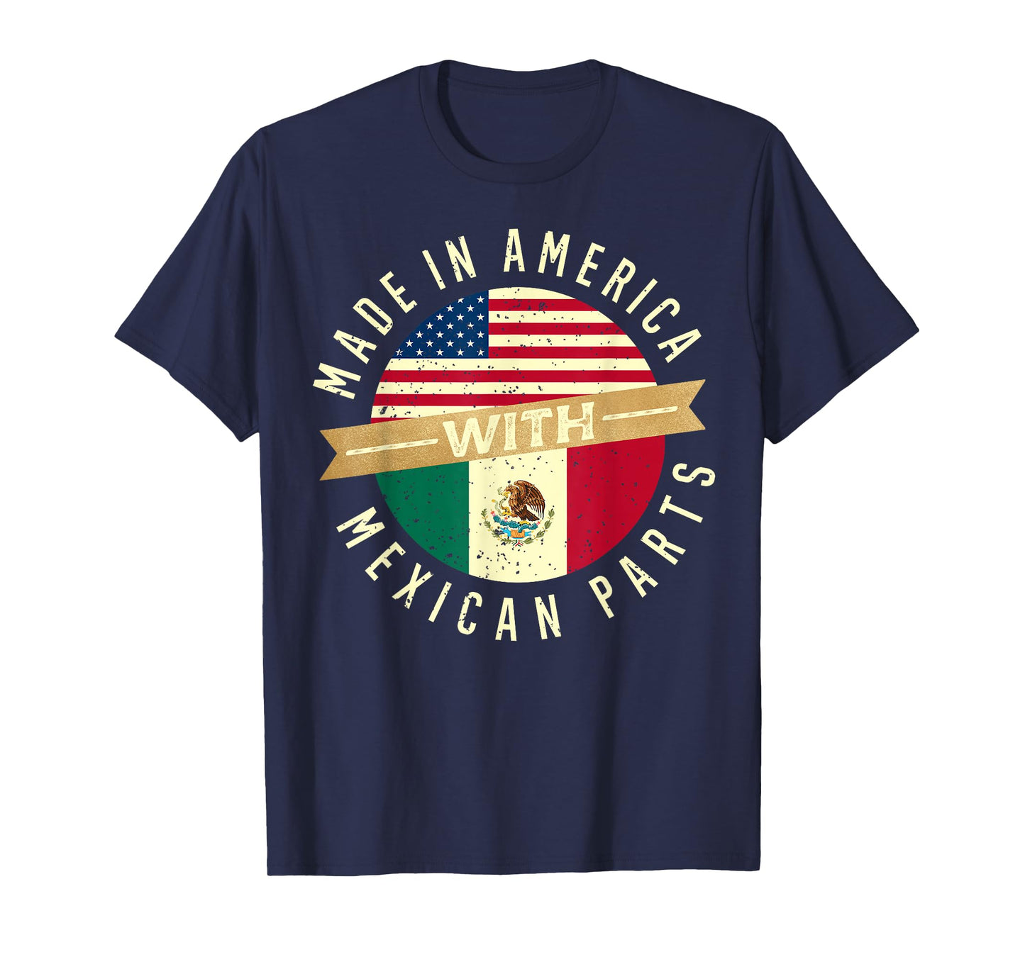 Made In America With Mexican Parts USA Mexico Flag Citizen T-Shirt