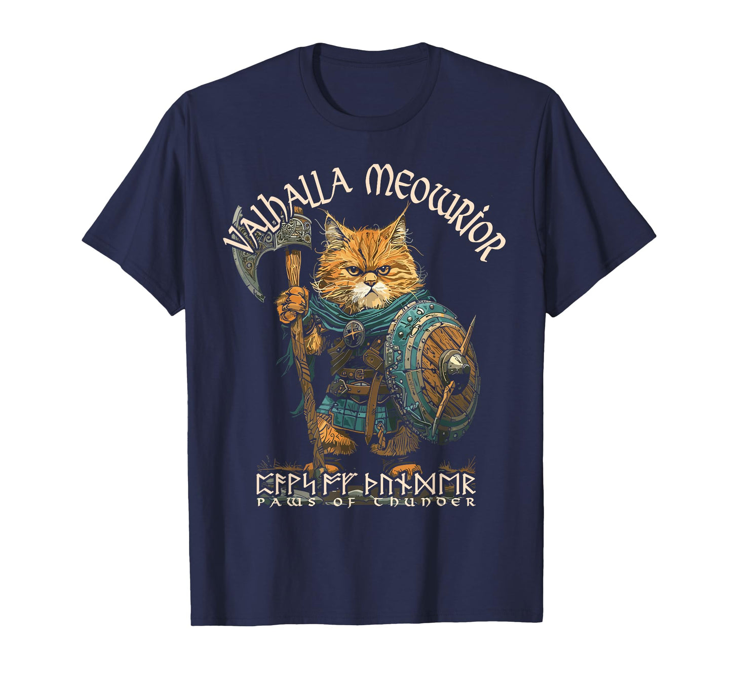 Nordic Norse Valhalla Viking Cat Warrior for Women Men Kids T-Shirt
