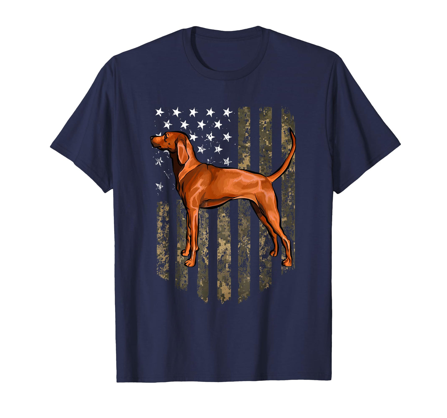Camo American Flag Redbone Coonhound 4th of July USA T-Shirt