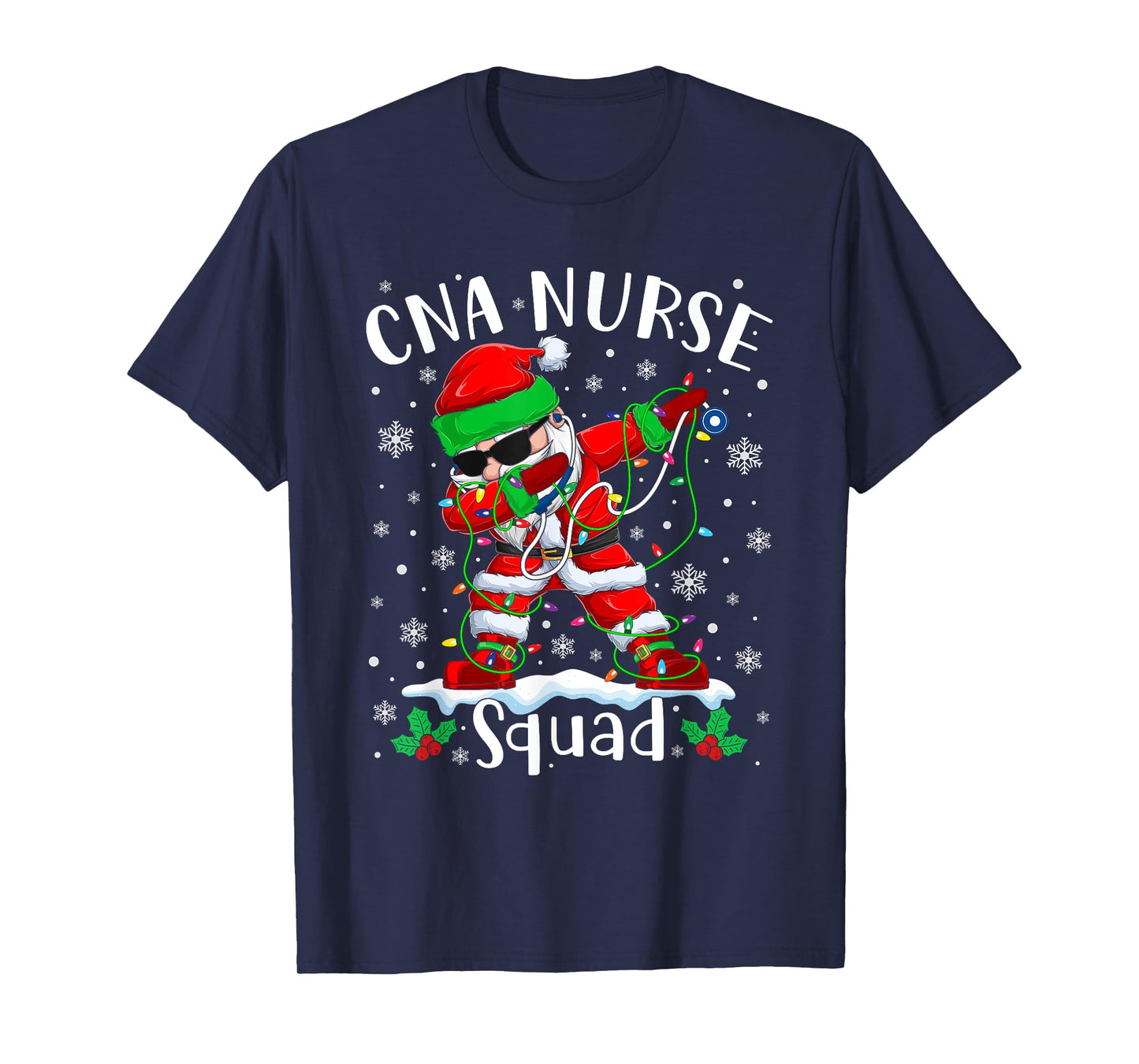 CNA Nurse Squad Christmas Dabbing Santa Nurse Xmas Pajama T-Shirt