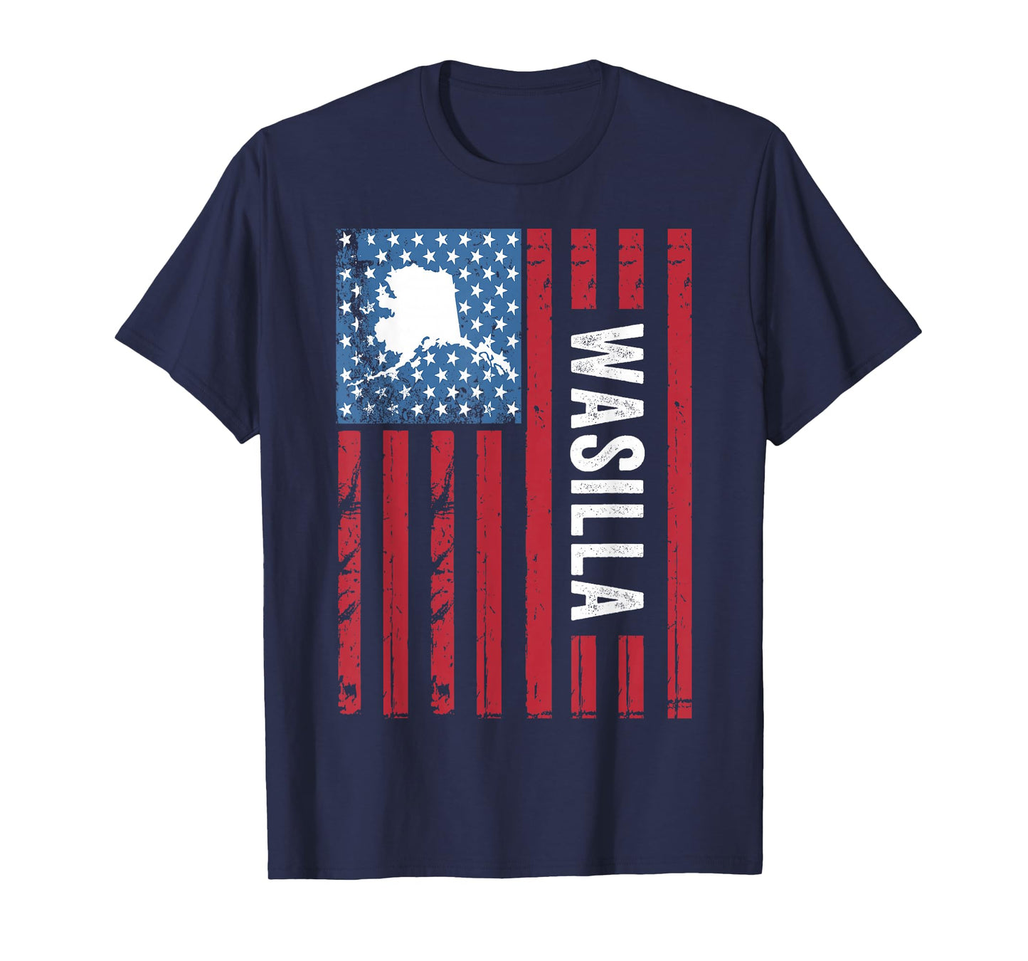 Wasilla Alaska with American Flag, Alaska Wasilla T-Shirt