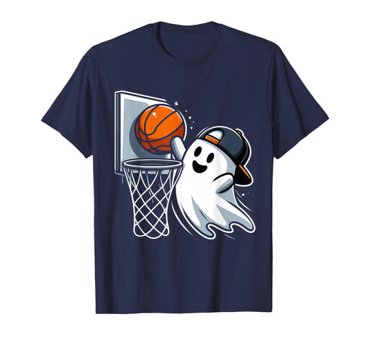 Ghost Basketball Dunk Ghost Playing Basketball Halloween T-Shirt