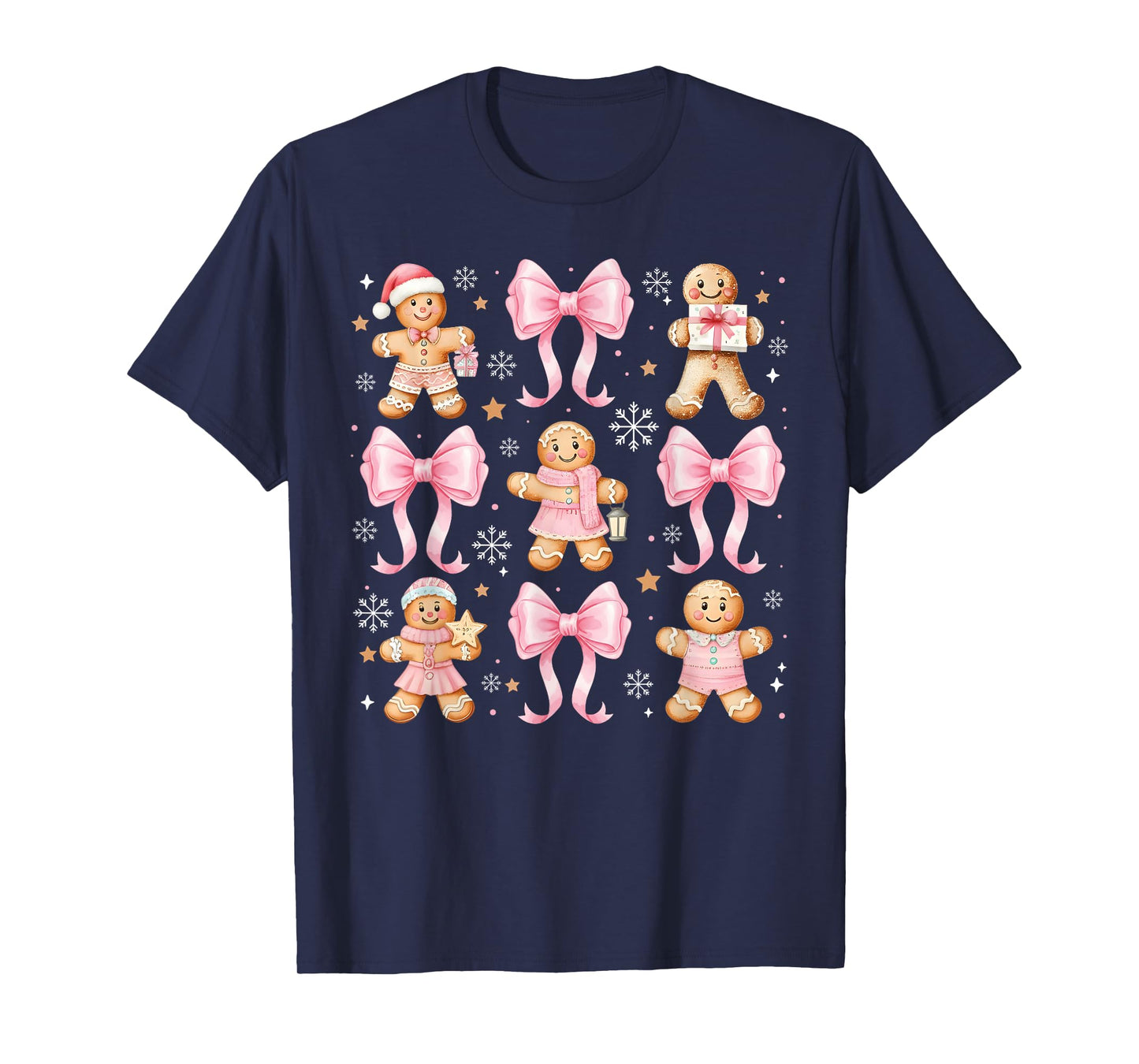 Coquette Bow Christmas Gingerbread Cookie Baking Girly Kids T-Shirt