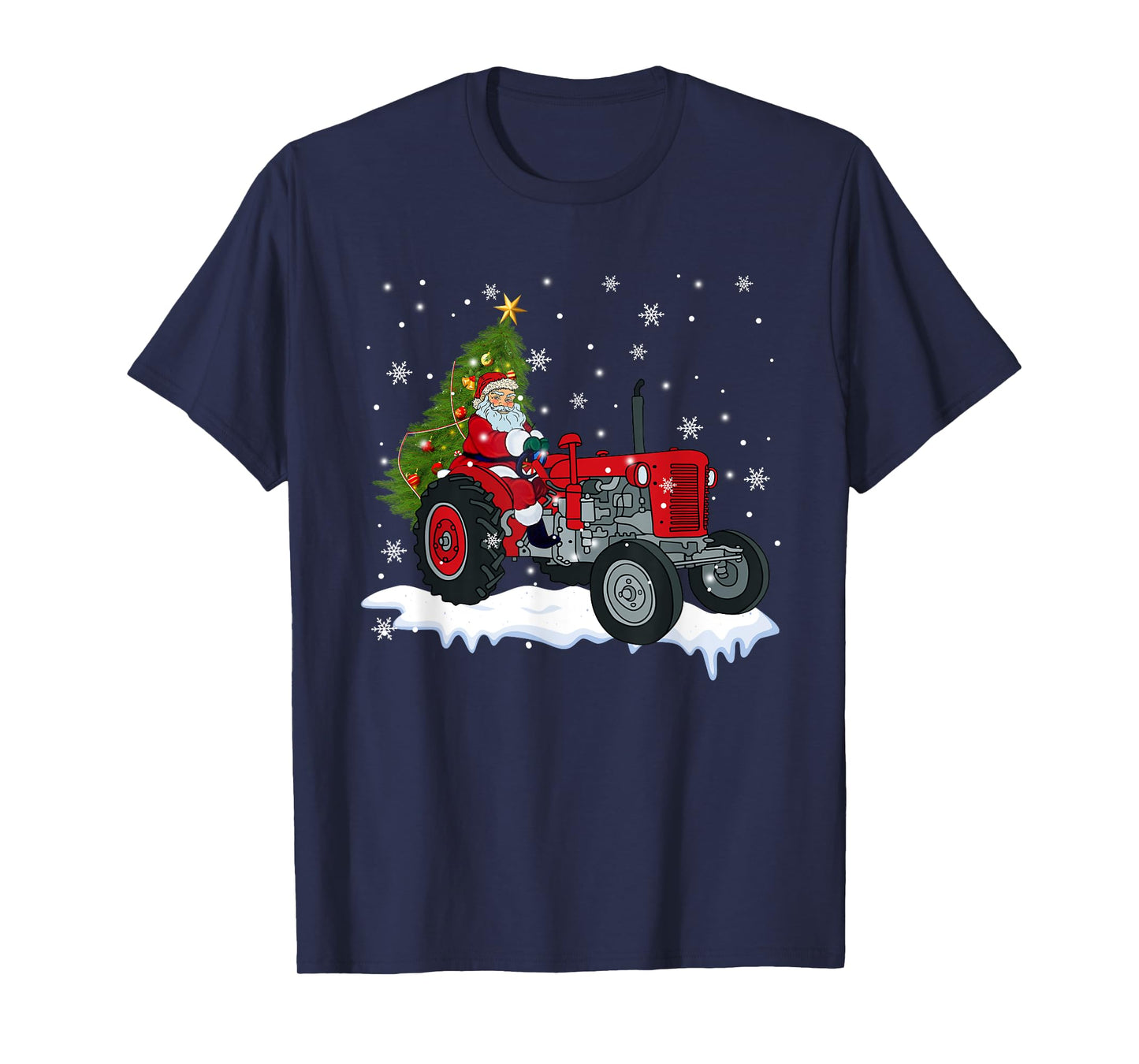 Christmas Santa Claus Riding Tractor Xmas Tree Tractor Lover T-Shirt
