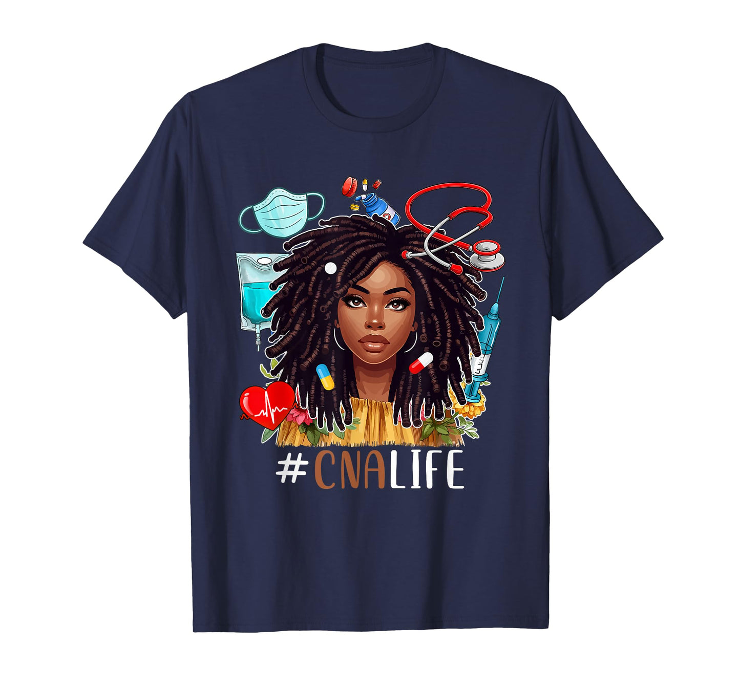 CNA Costume Afro Woman Nurse Nursing Proud Black History T-Shirt