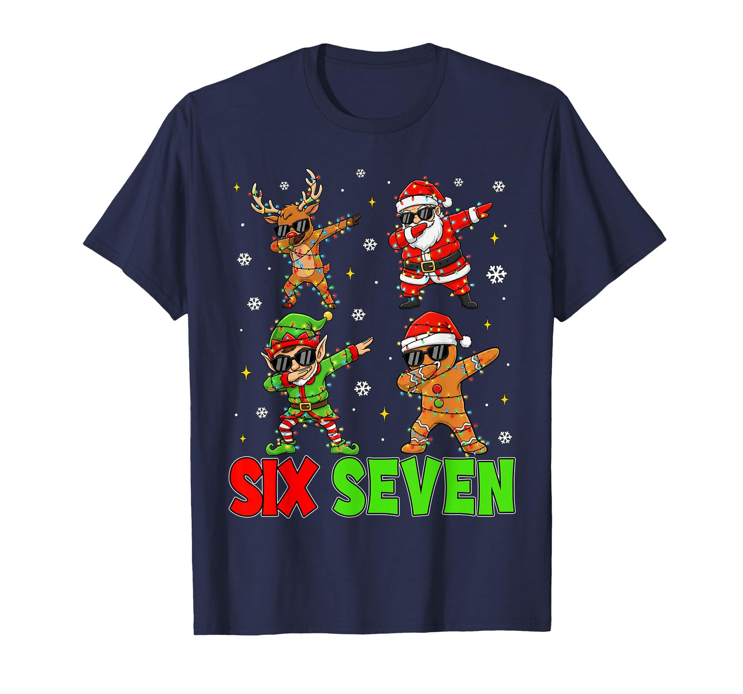 67 Six Seven Santa Reindeer Elf Gingerbread Christmas Kids T-Shirt