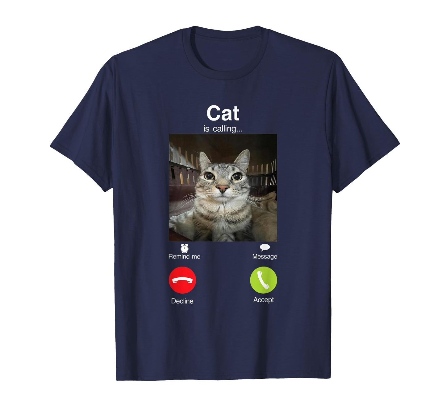 cat is calling funny staring cat meme calling meme funny cat T-Shirt