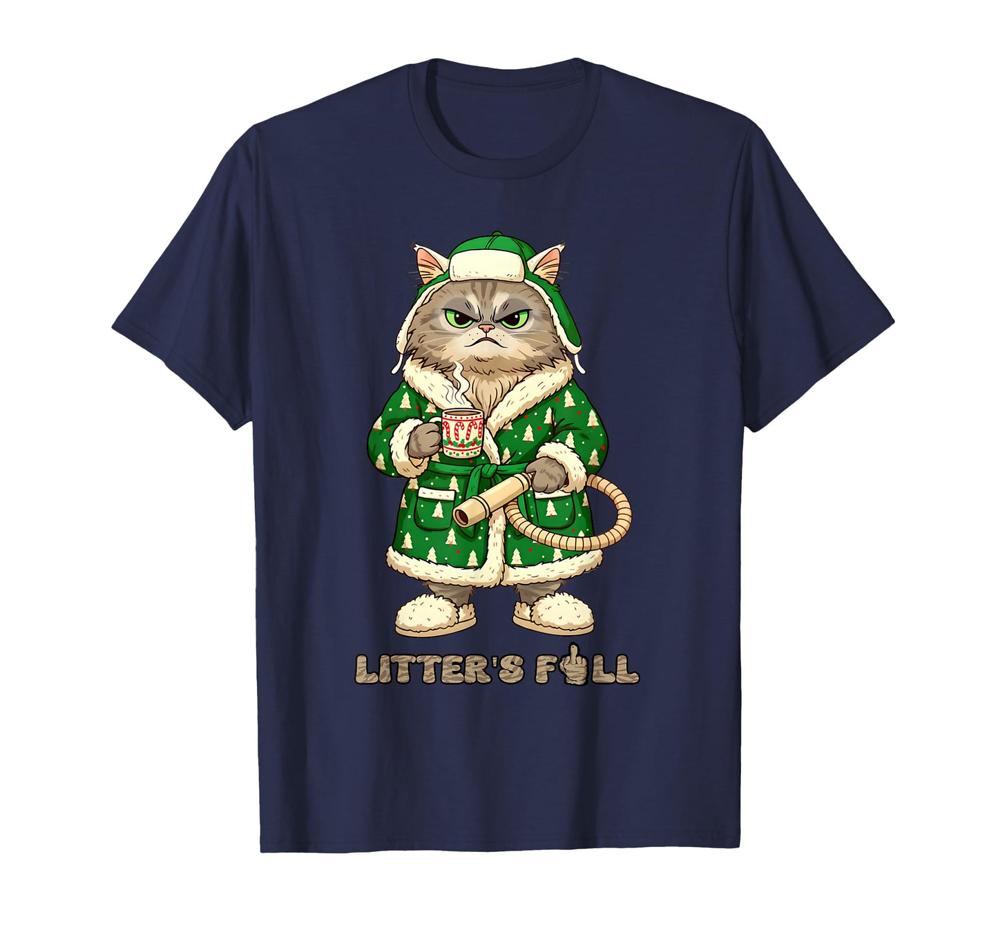 Funny Christmas Cat Litter Full’s Men Women Meme Xmas T-Shirt