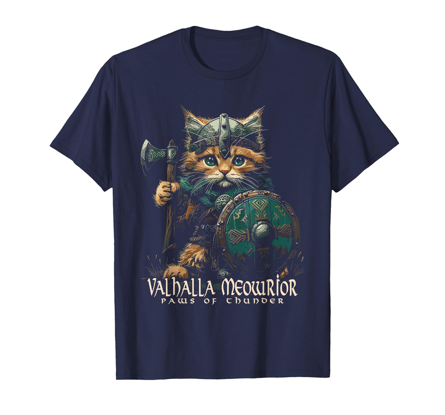 Nordic Norse Valhalla Viking Cat Warrior for Women Men Kids T-Shirt