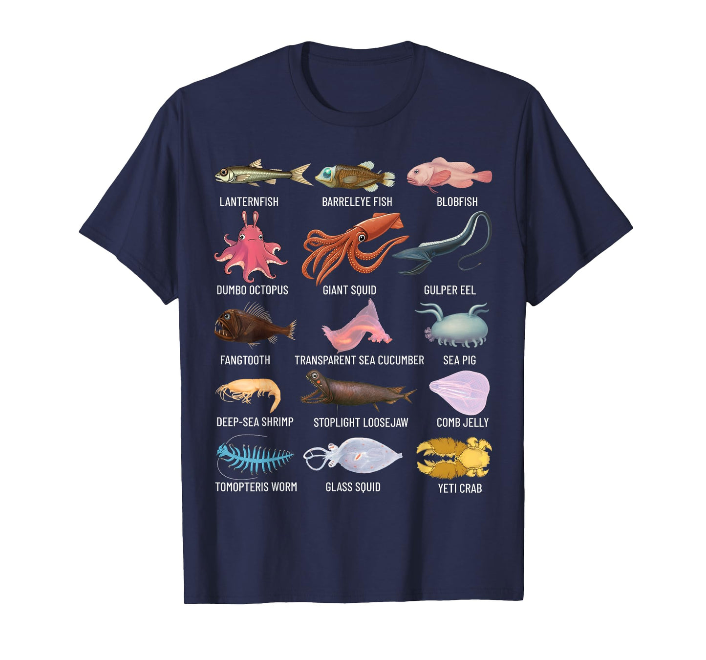Deep Sea Creatures Abyssal Ocean Animals Marine Biology T-Shirt
