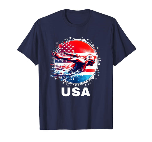 Swimming United States Team Apparel American Flag Swimming T-Shirt