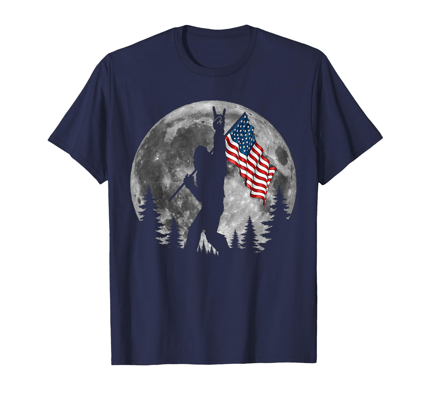 Bigfoot American Flag Sasquatch Patriotic 4th of July T-Shirt
