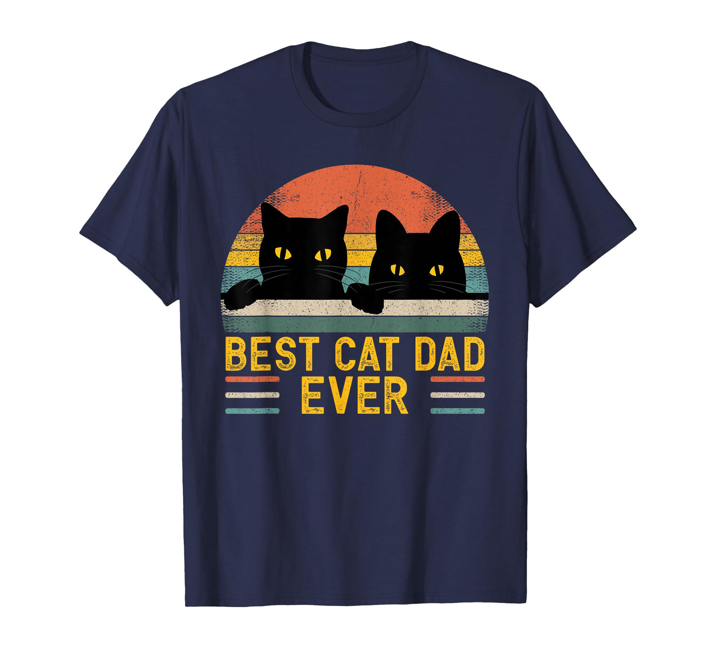 Best Cat Dad Ever Retro Style Black Cats Lover T-Shirt