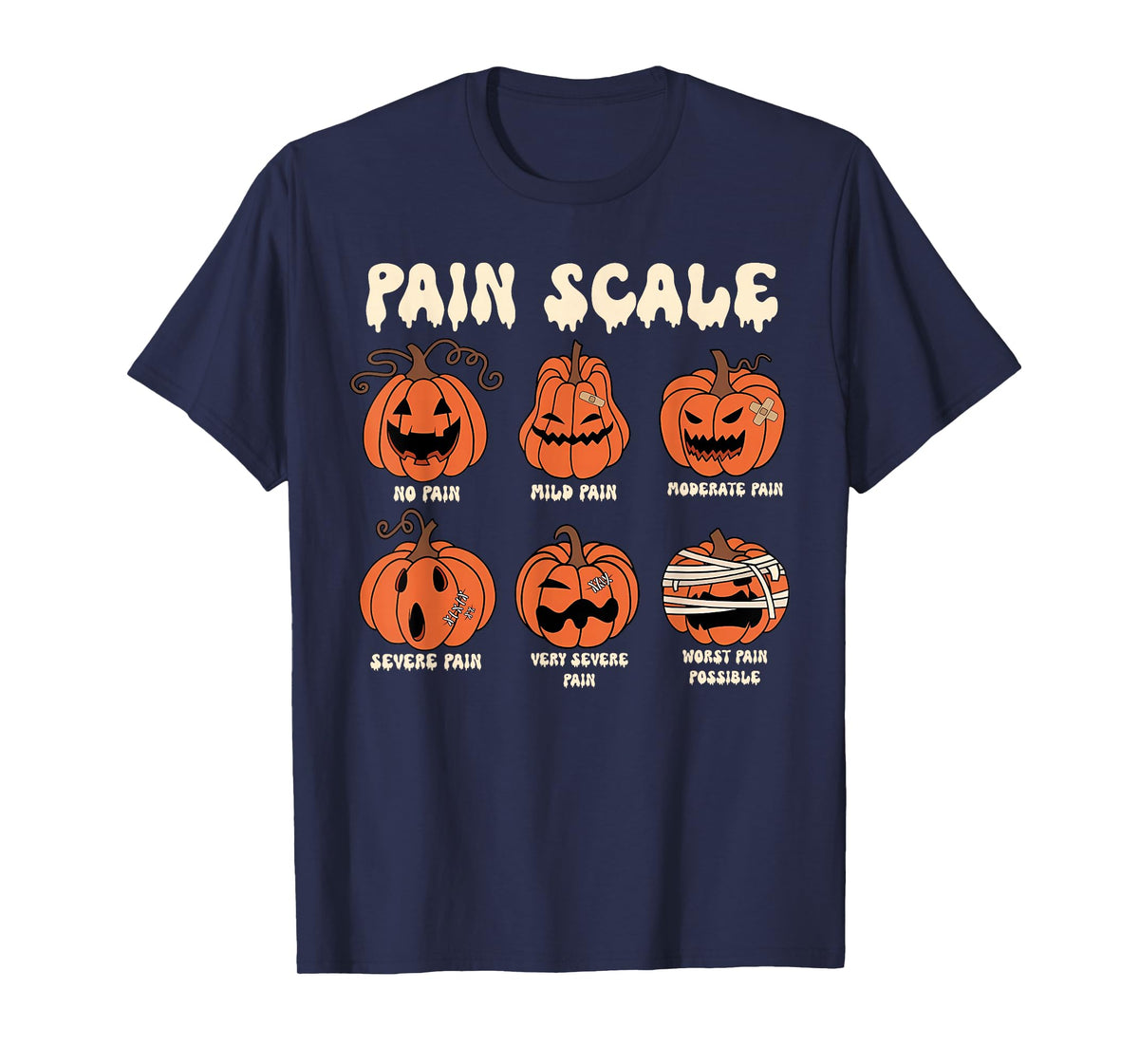 Pain Scale Spooky Pumpkin Fall Halloween Trauma Nurse Triage T-Shirt