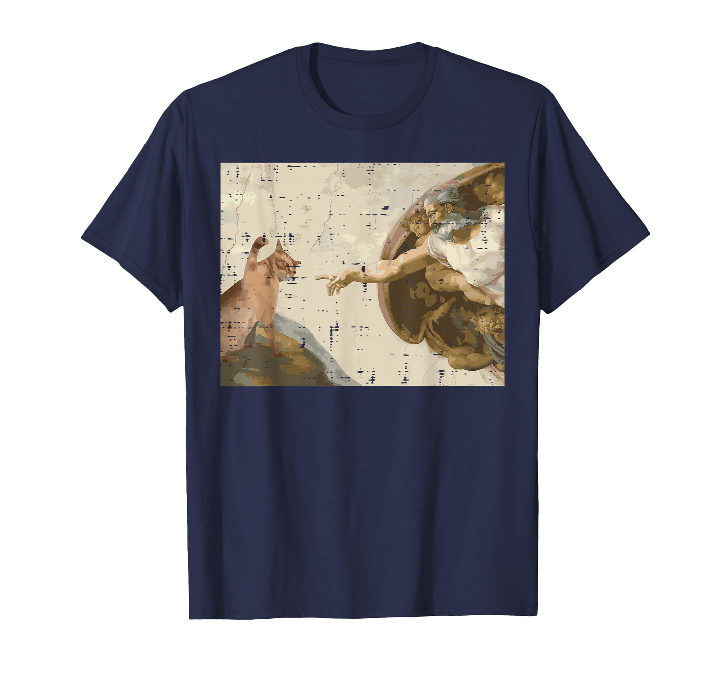 Creation of Adam Cat Painting Funny Art Meme Men Women Kids T-Shirt