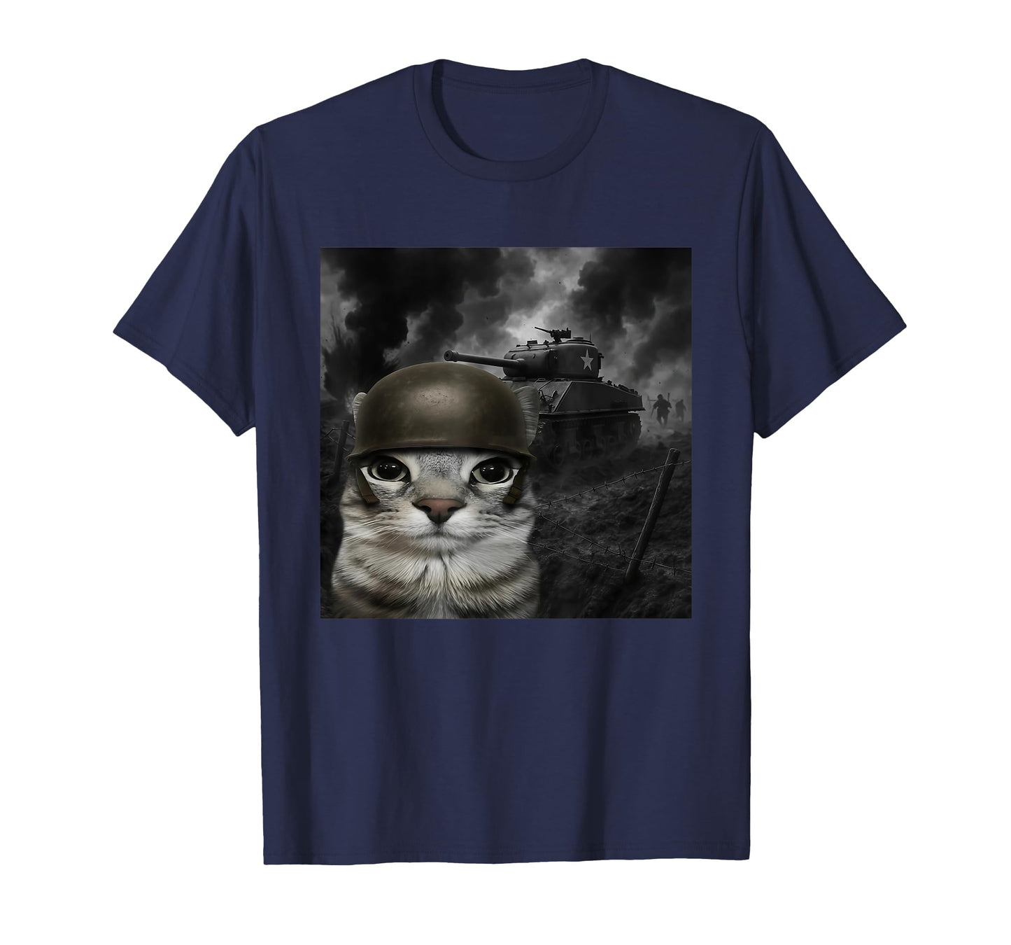 Cat in Battlefield Gen Z Gen Alpha Silly Cat Meme T-Shirt