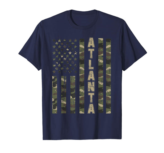 Atlanta United States Distressed Camo w US Flag T-Shirt