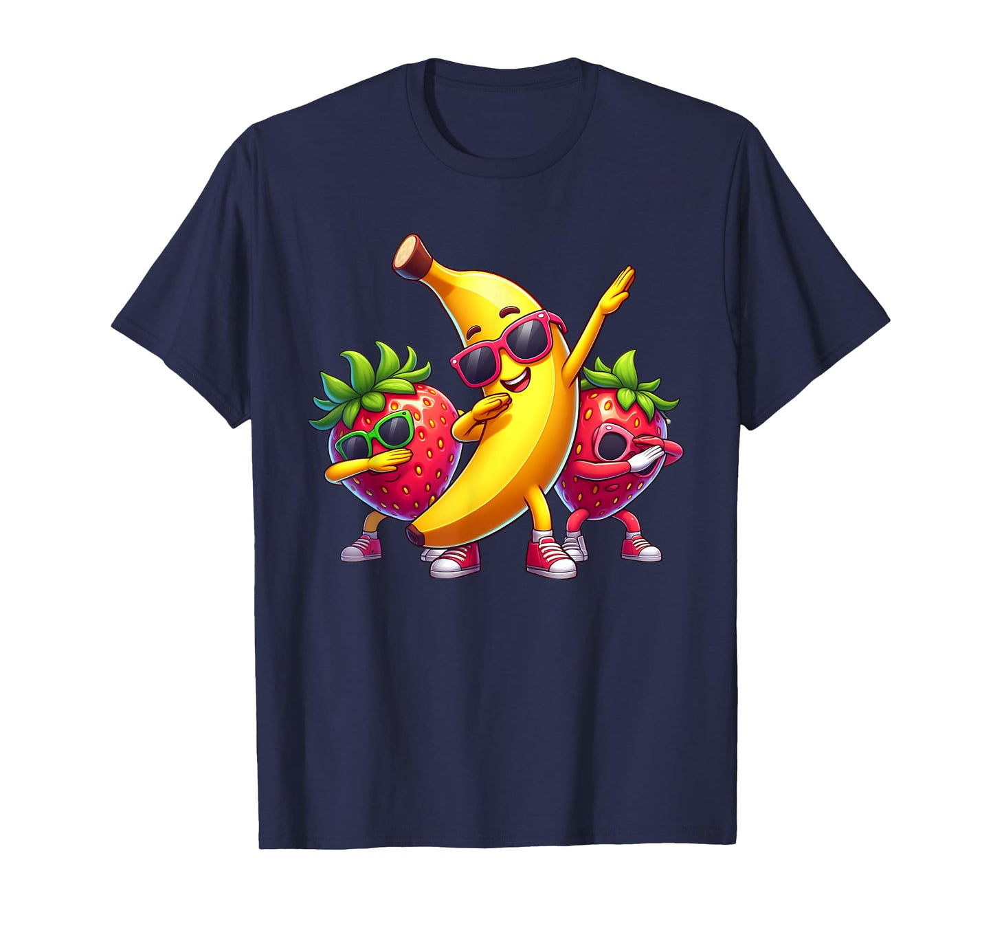 Dabbing Yellow Banana & Strawberry Funny Fruit Dab Dancing T-Shirt
