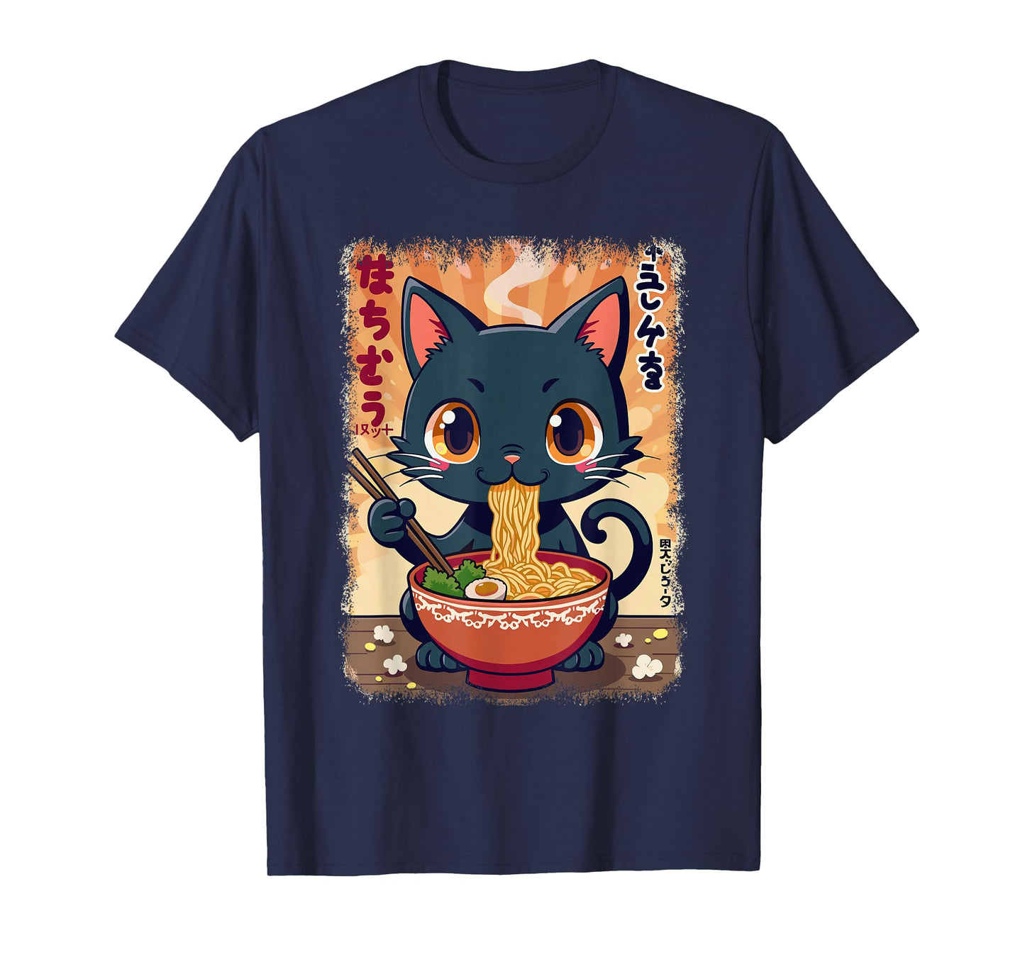 Cat & Ramen Noodle, Japanese Kawaii & Anime & Manga Cat T-Shirt