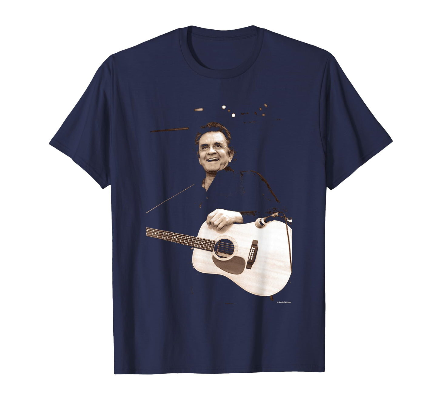 Johnny Cash Playing Live Glastonbury 1994 by Andy Willsher T-Shirt