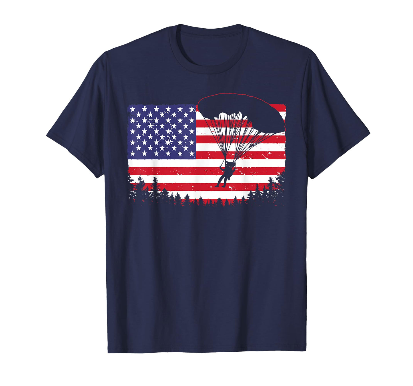 Cool Skydiving Art Men Women Skydiver American Flag Skydive T-Shirt