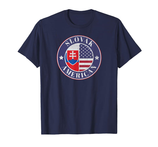 Proud Slovak-American Badge - Slovakia Flag T-Shirt