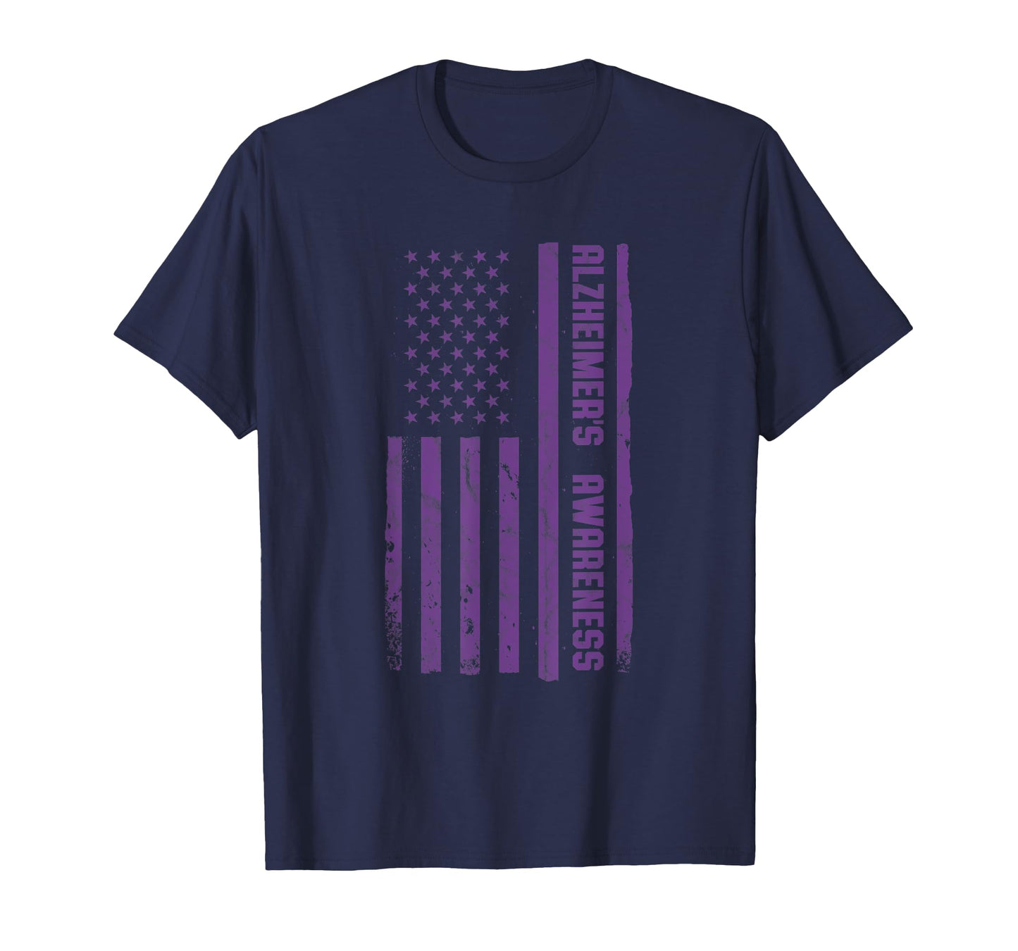 Alzheimer's Awareness Month Vintage American Flag Dementia T-Shirt