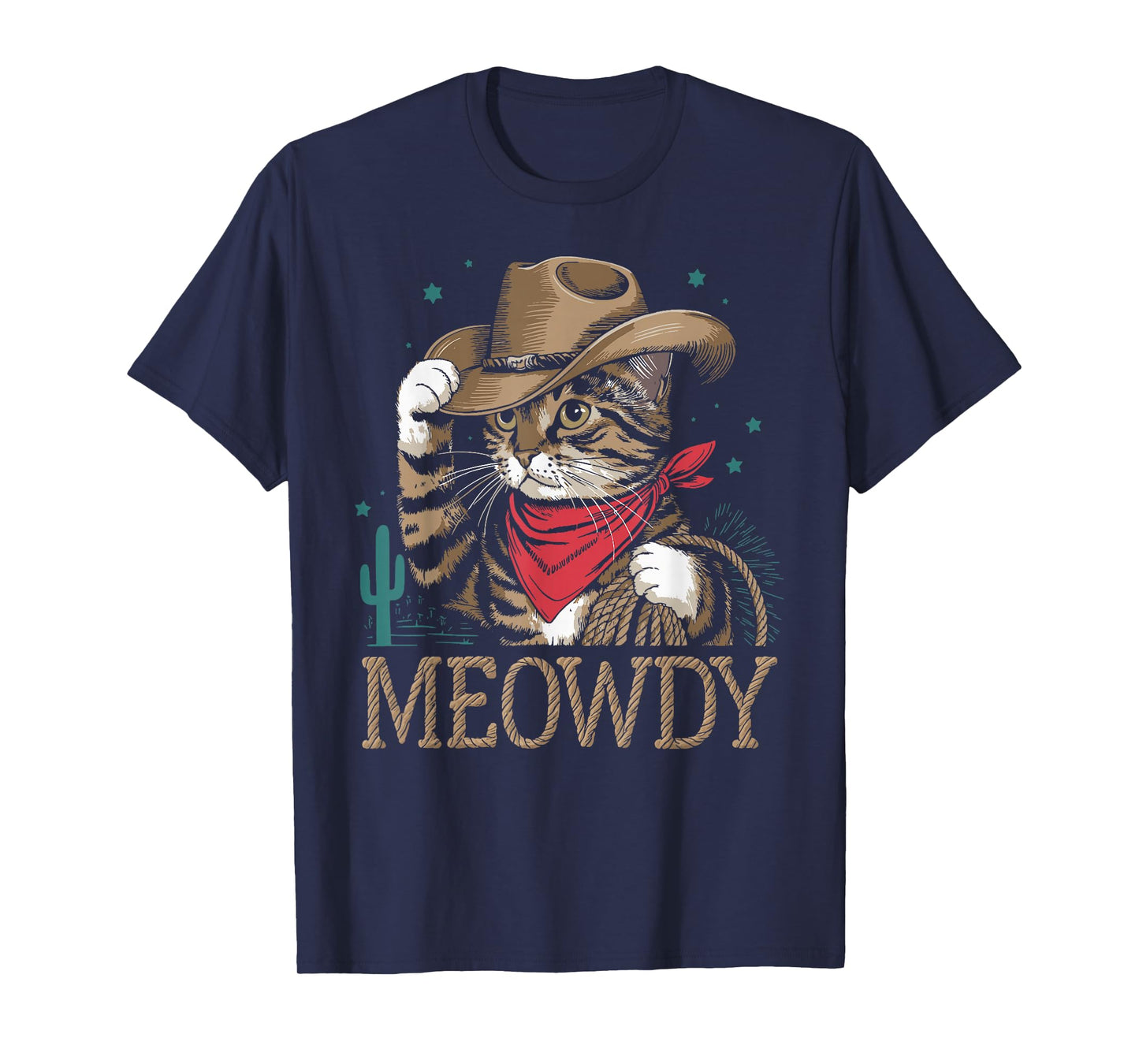 Meowdy Funny Cat Cowboy Western Funny Country Pun Women Kids T-Shirt