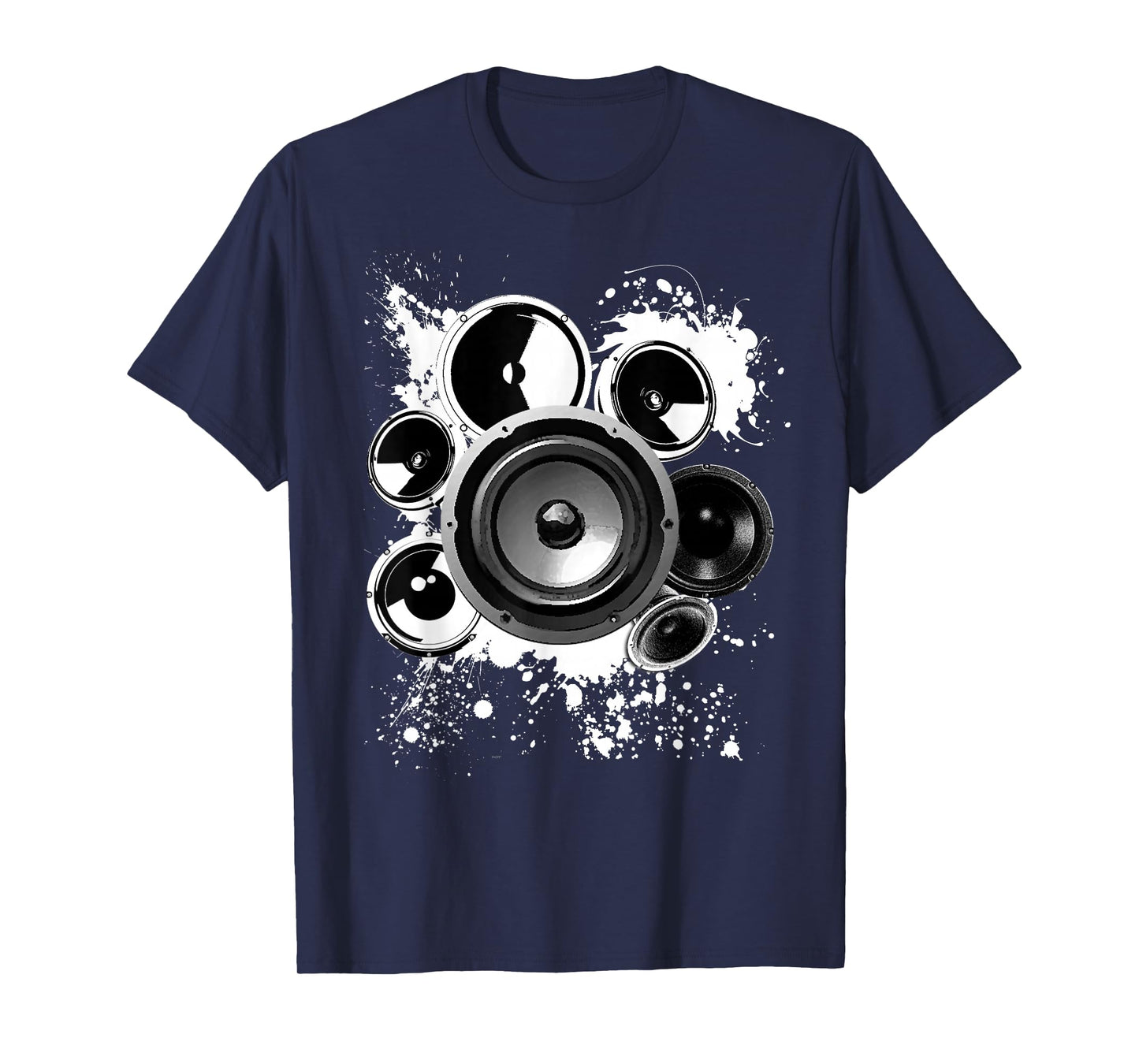 Speaker Techno Bass Music Graphics & Gifts Black EDM Electronic Music T-Shirt Men's Small Classic Fit Crew Neck Short Sleeve Cotton Blend T-Shirt