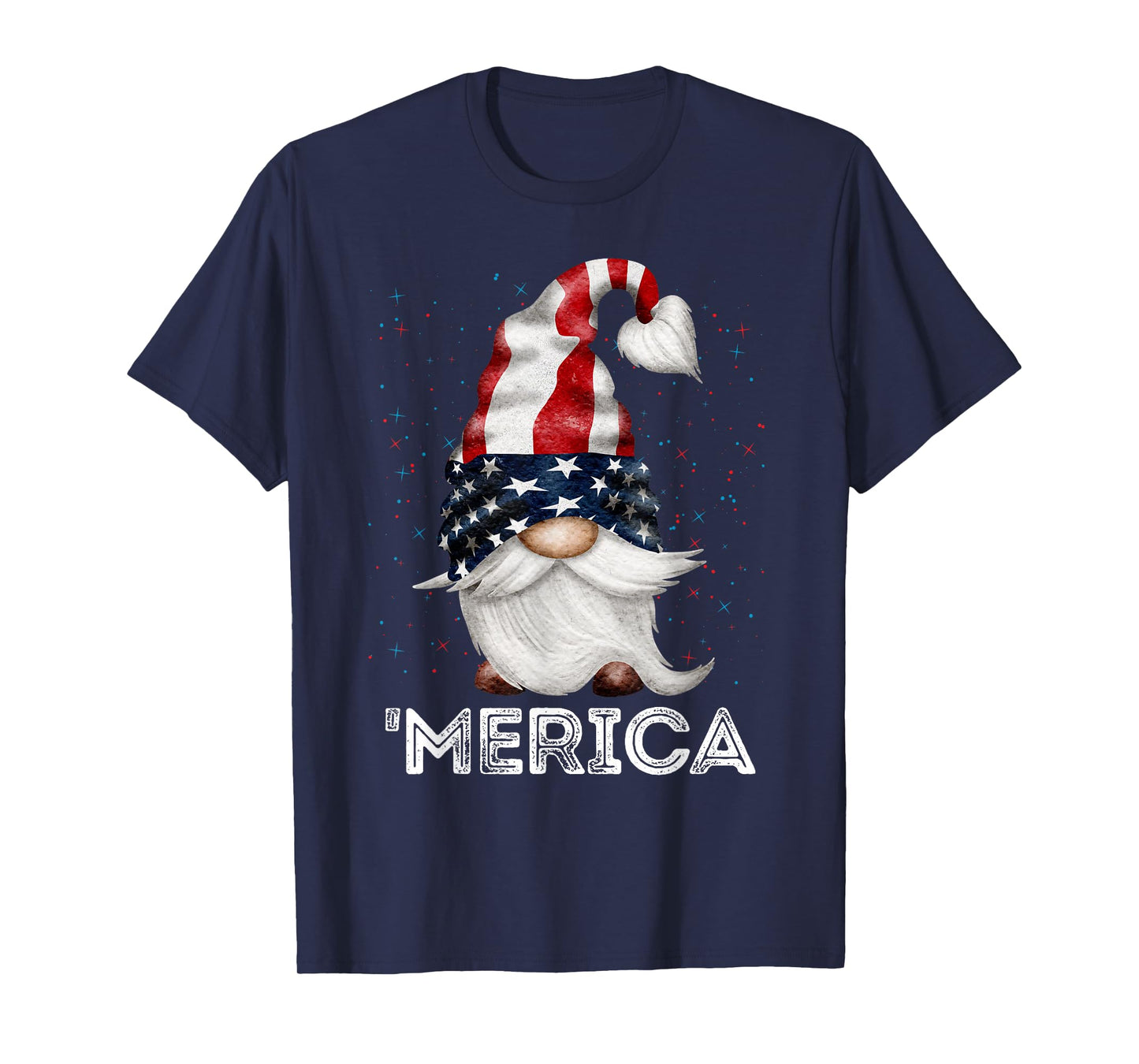4th of July Patriotic Gnome American Flag Colored Gnome T-Shirt