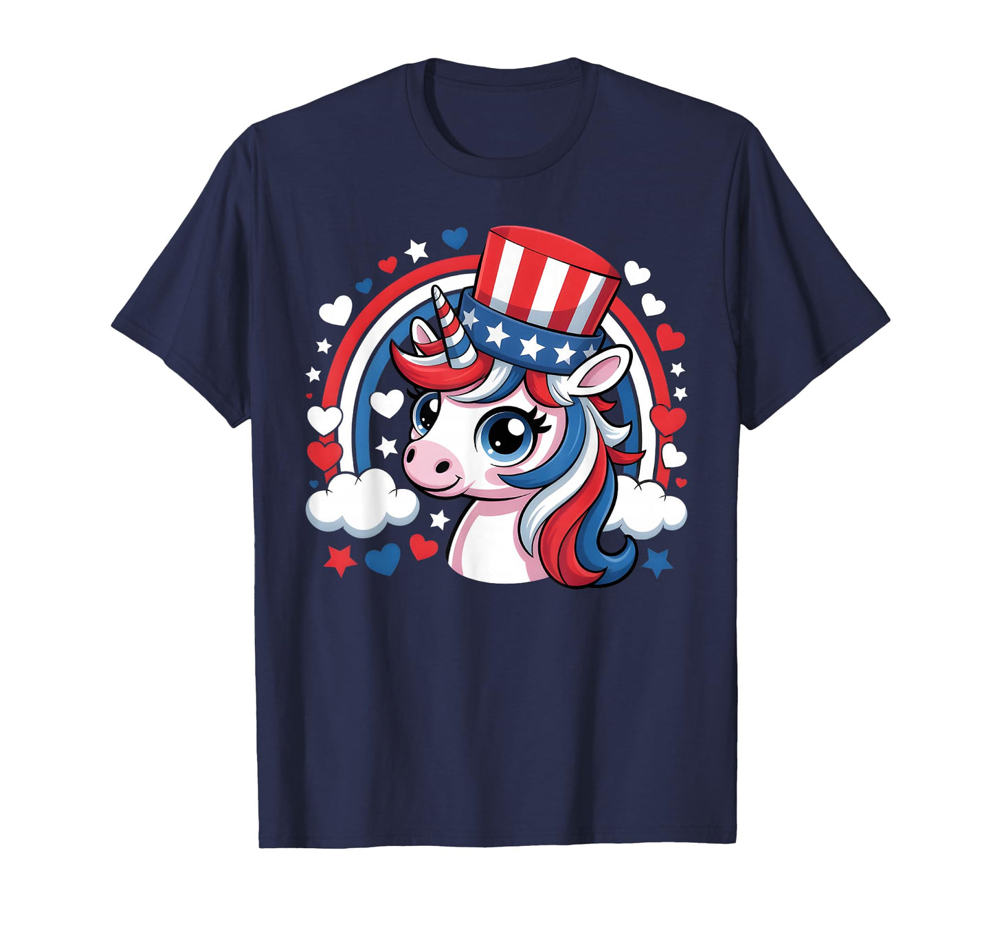 Patriotic Unicorn Veterans Day Red White Blue USA Americorn T-Shirt