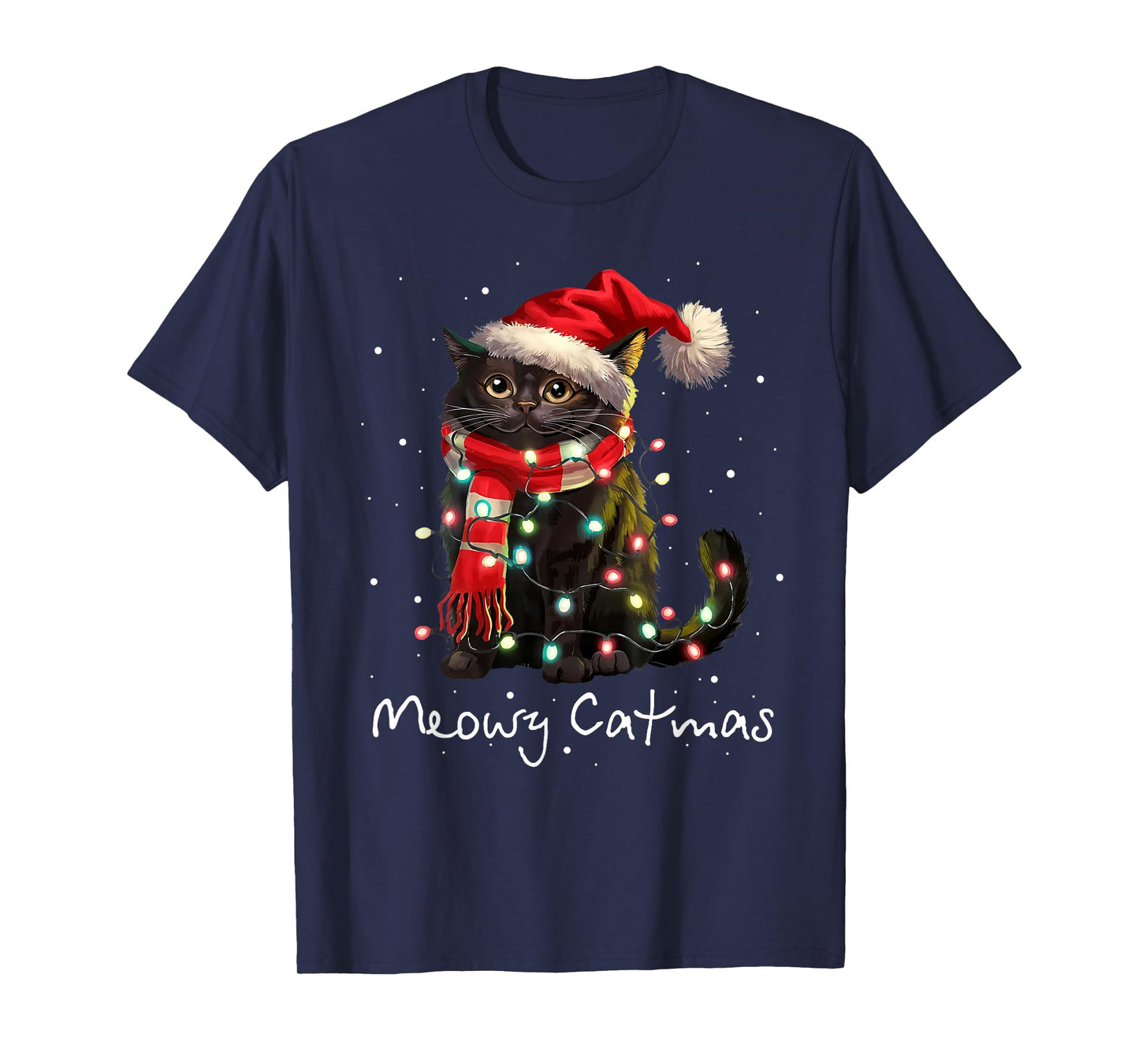 Meowy Catmas Cat Christmas Tree Xmas Girls Boys Funny Cat T-Shirt