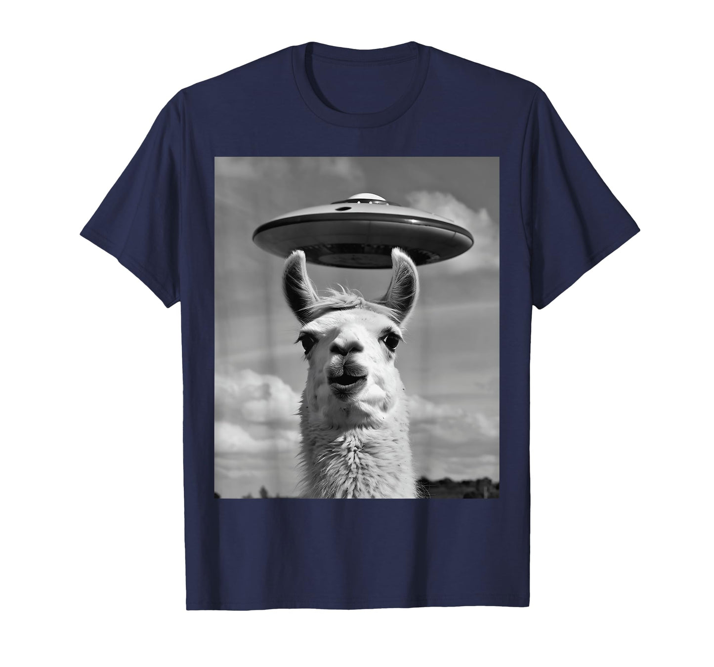 Llama Selfie With Alien UFO Funny Llama Gifts For Men Women T-Shirt