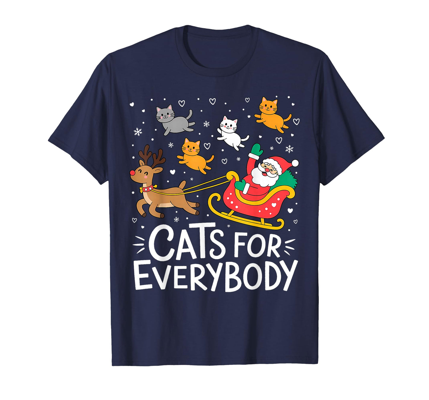 Cats for Everybody Christmas Cat Funny Xmas Women Santa T-Shirt