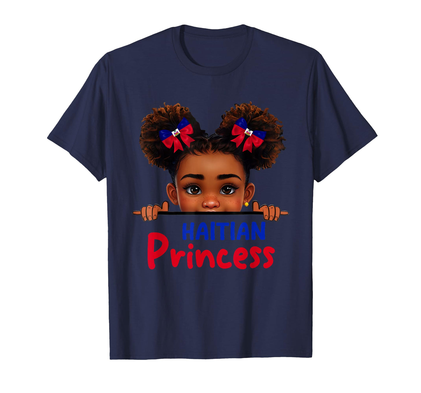 Cute Melanin Haitian Princess Haiti Flag for Girls Kids T-Shirt