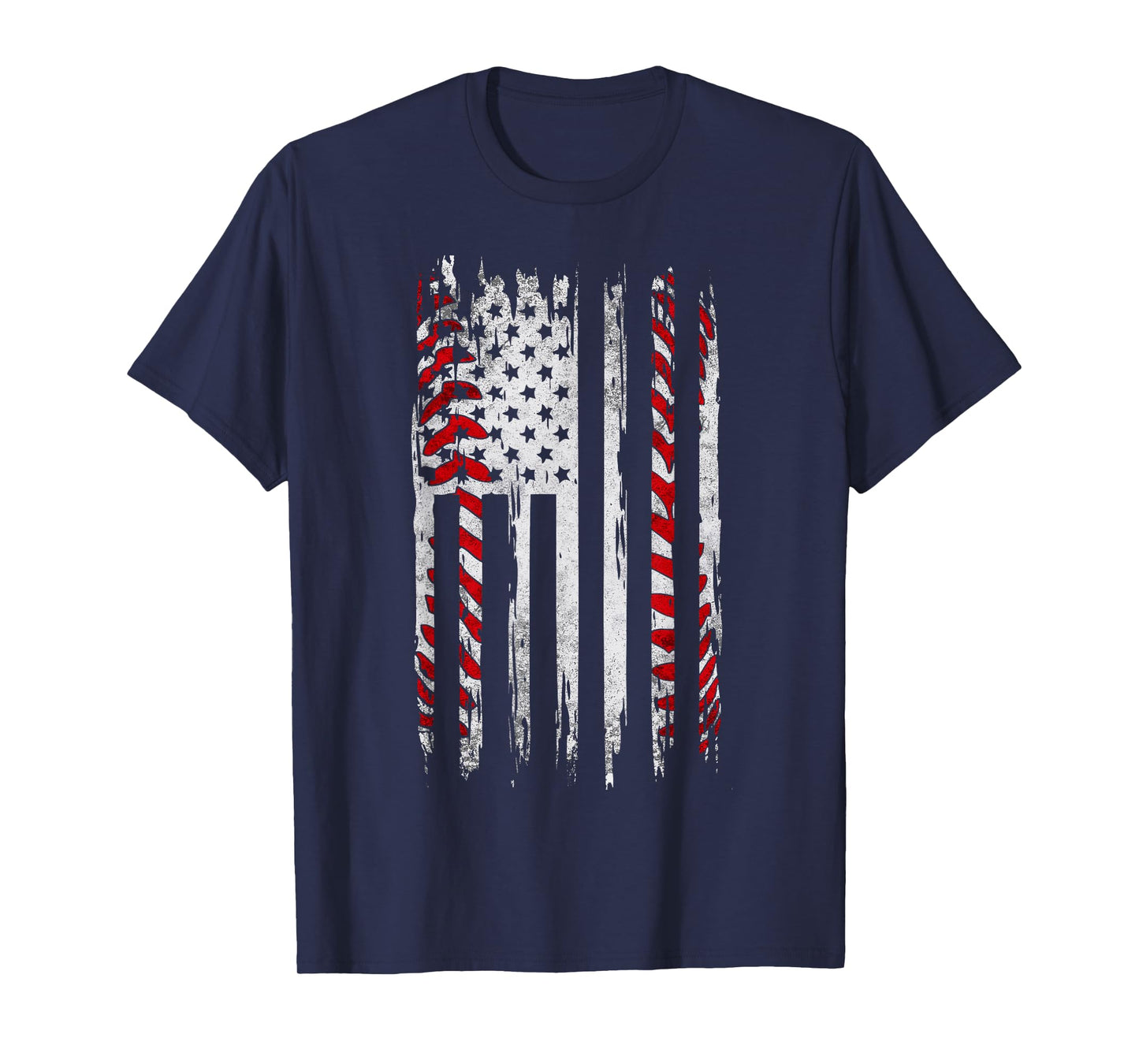 Vintage Baseball American Flag For Men Boys Girls Women T-Shirt